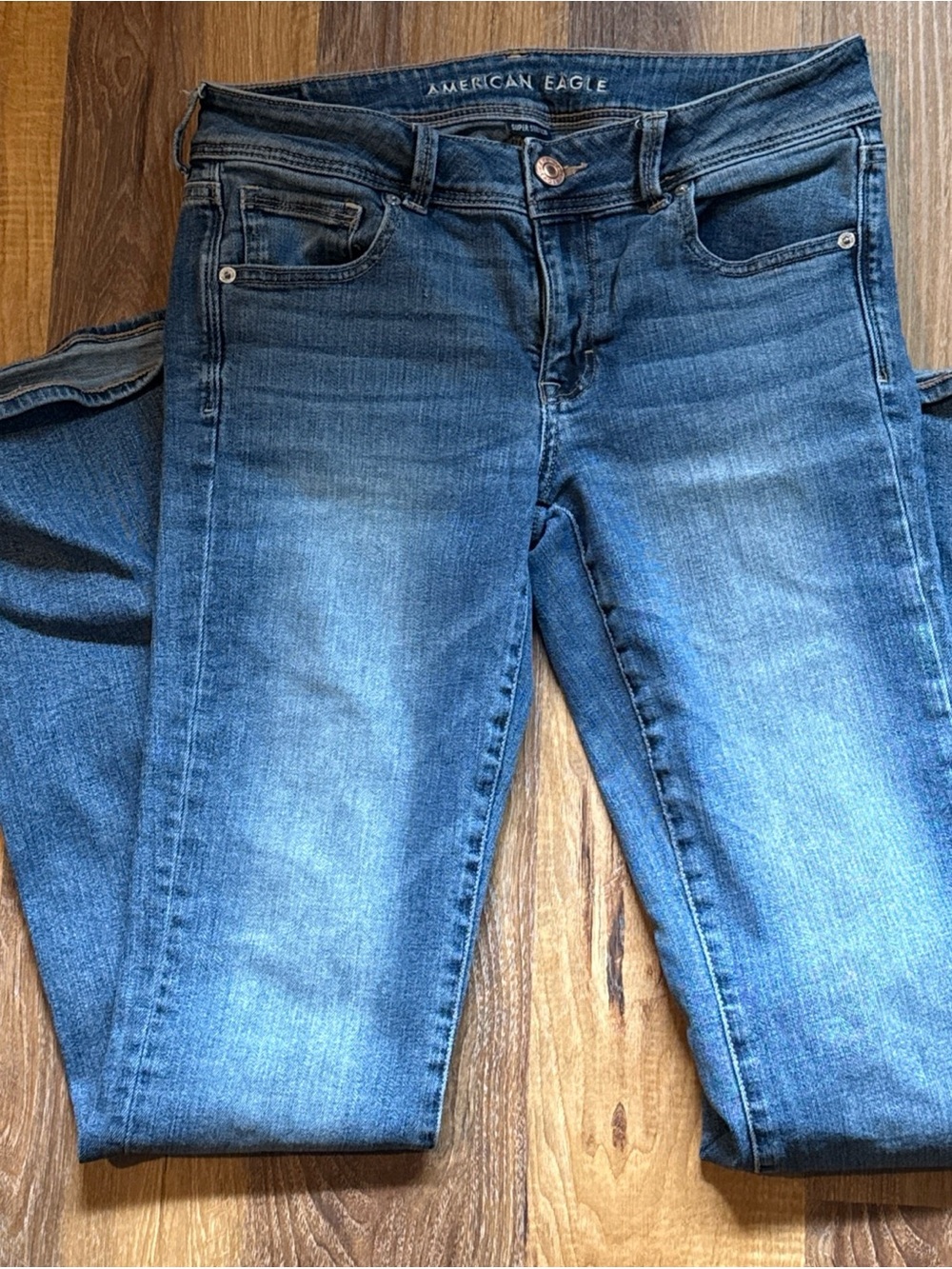 American Eagle Super Stretch Jeans Women 8 X-Long Extra Long Blue Super Stretch